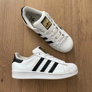 Adidas Shoes Kids 5 Superstar J White Core Black C77154 Gold Sneakers Youth